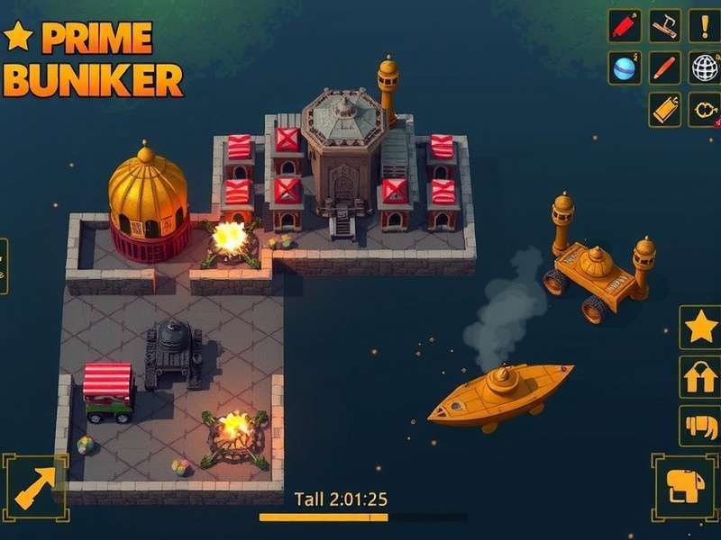 Prime Bunker gameplay screenshot showing base building and combat